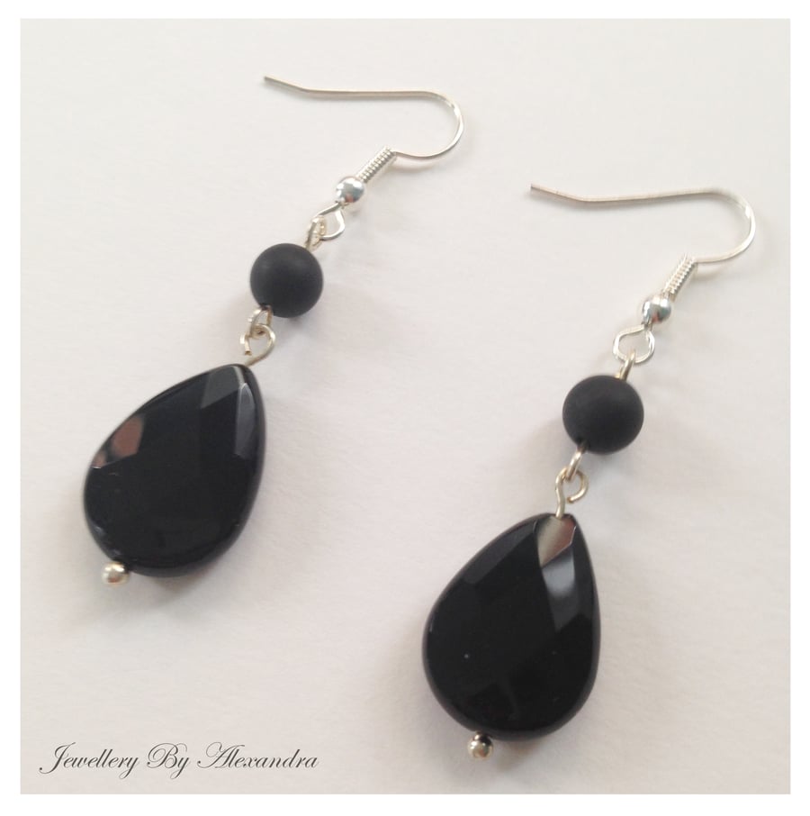 Black Agate Drop Earrings