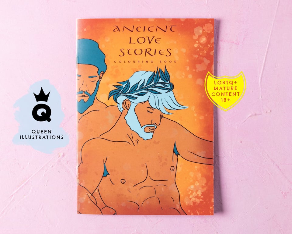 "ANCIENT LOVE STORIES" Gay history colouring book