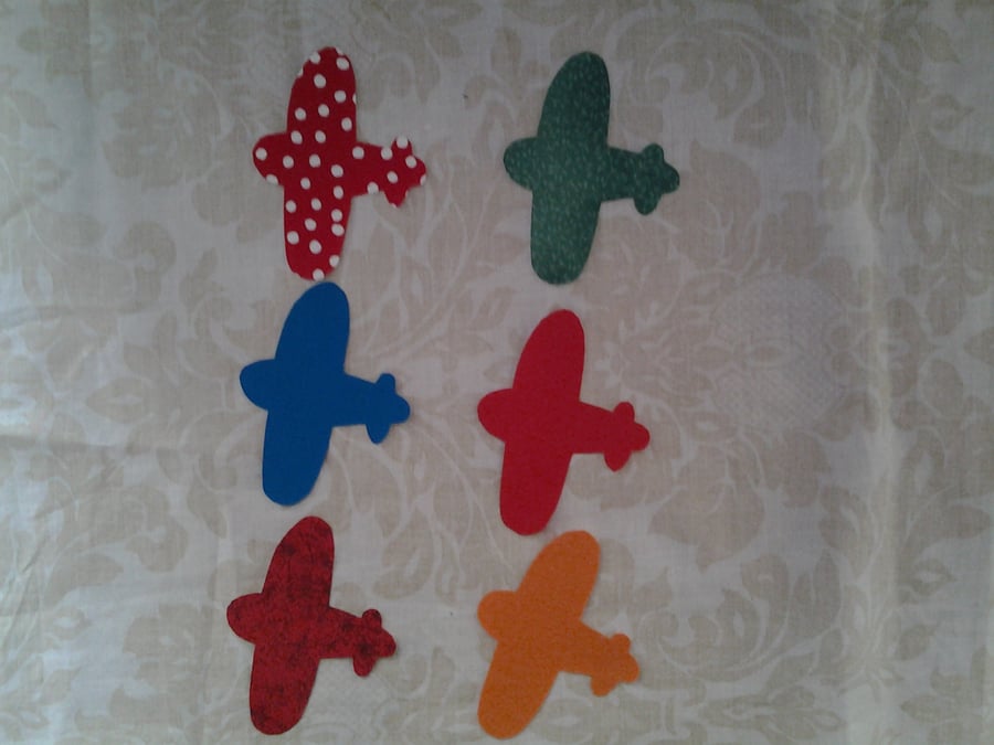 Homemade set of 6 aeroplane cotton embellishments