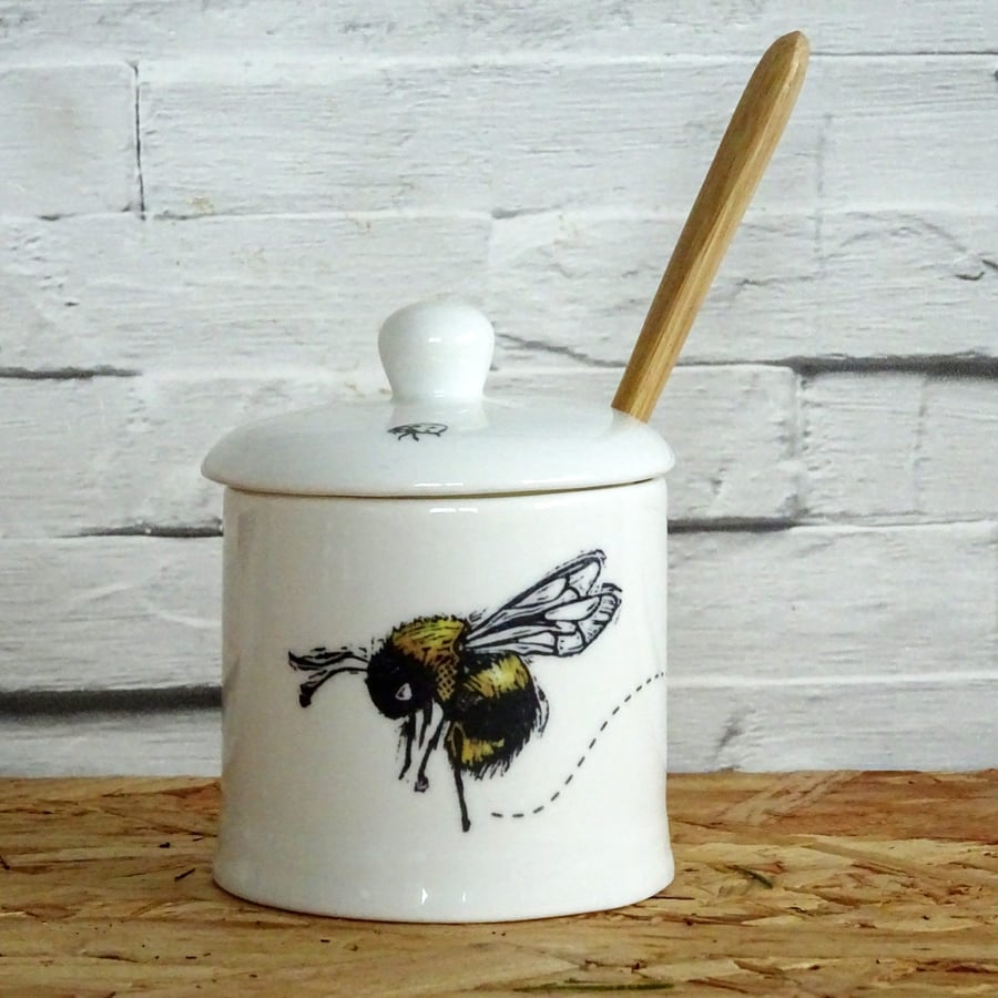 Lidded Honey Jam Pot - bee, heart, conserves, mustard, marmalade, mother's day