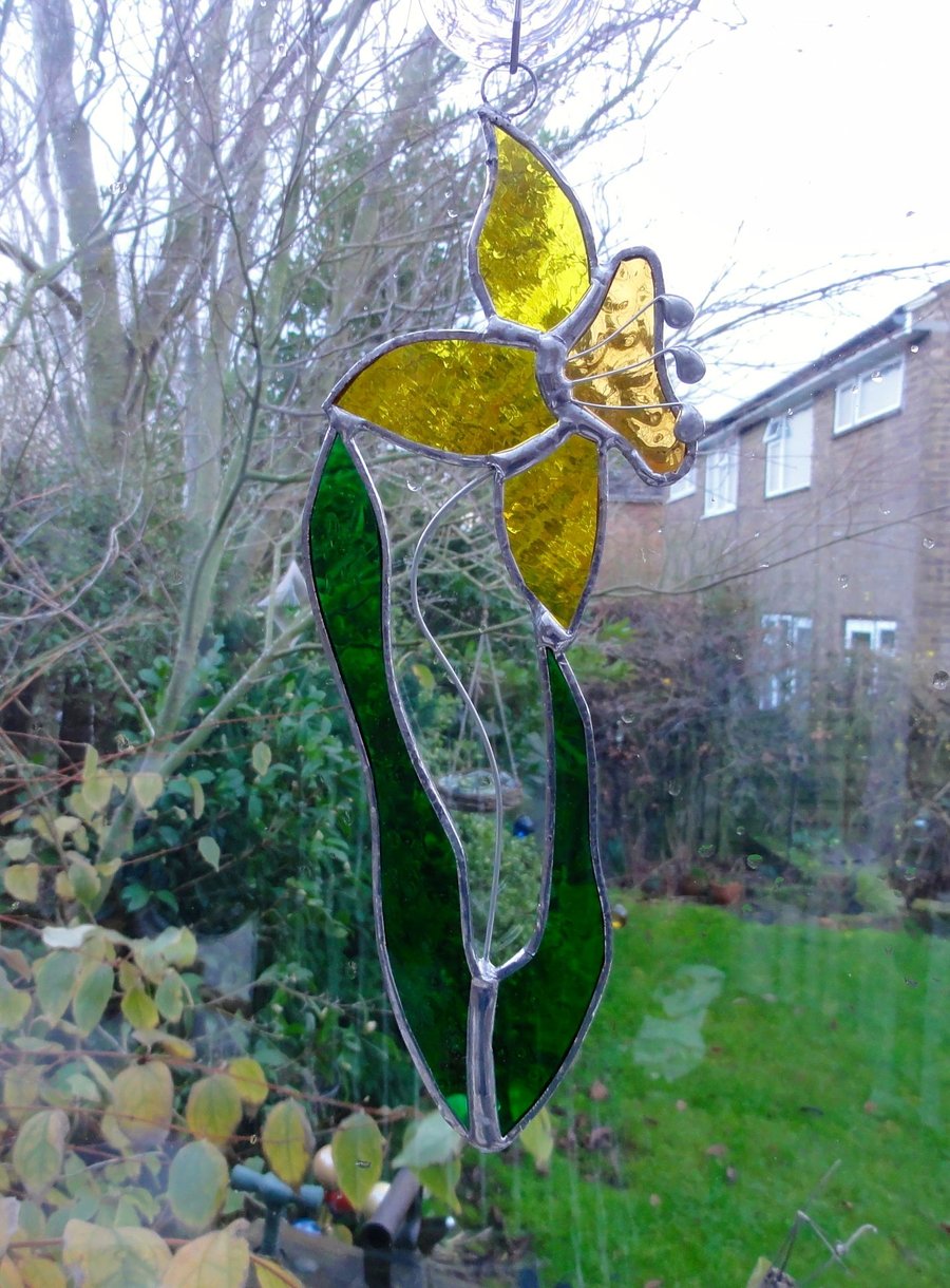 Stained Glass Daffodil Suncatcher