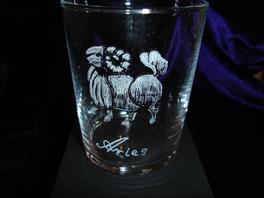 Aries Star Sign Glass