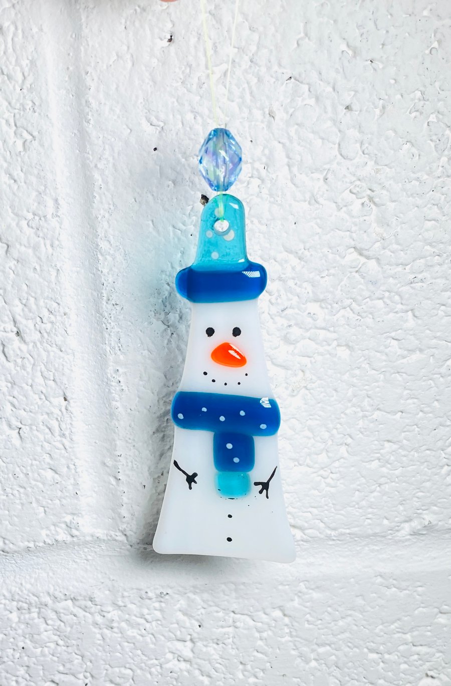  Glass Snowman Christmas decoration - fused glass Christmas decoration