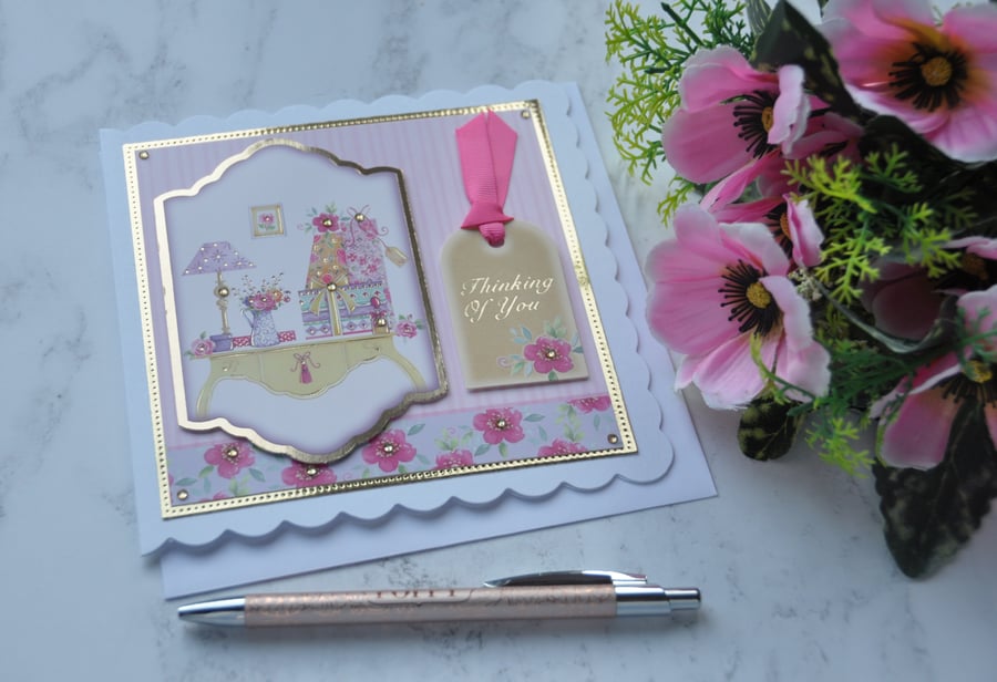 Thinking of You Card Birthday Gifts Card Flowers 3D Luxury Handmade Card