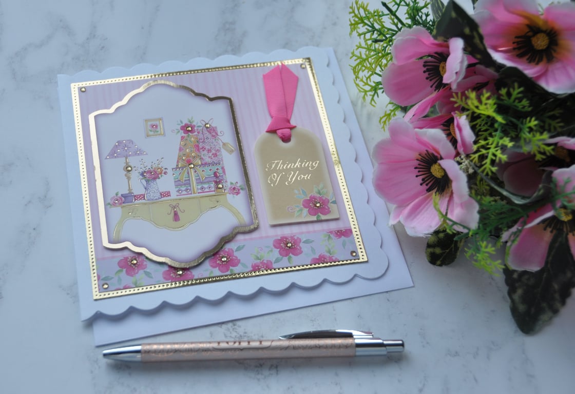 Thinking of You Card Birthday Gifts Card Flowers 3D Luxury Handmade Card