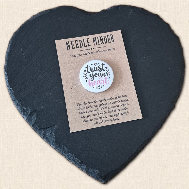 Trust Your Heart Needle Minder - Positive Cross Stitch Accessory