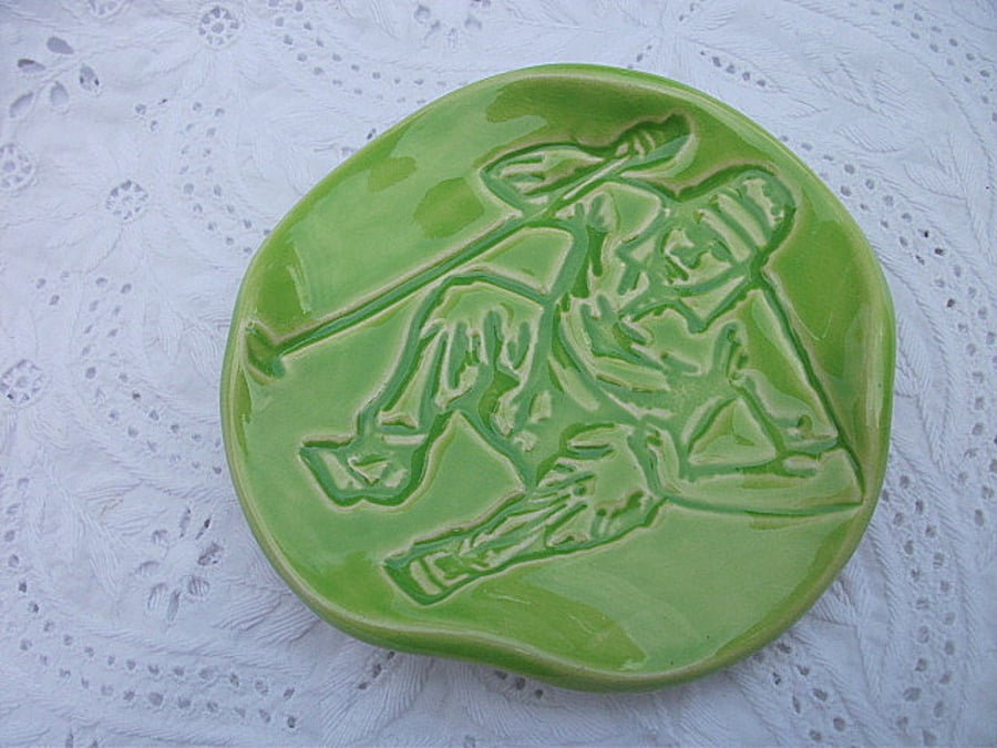 Green  Ceramic Golfer Dish