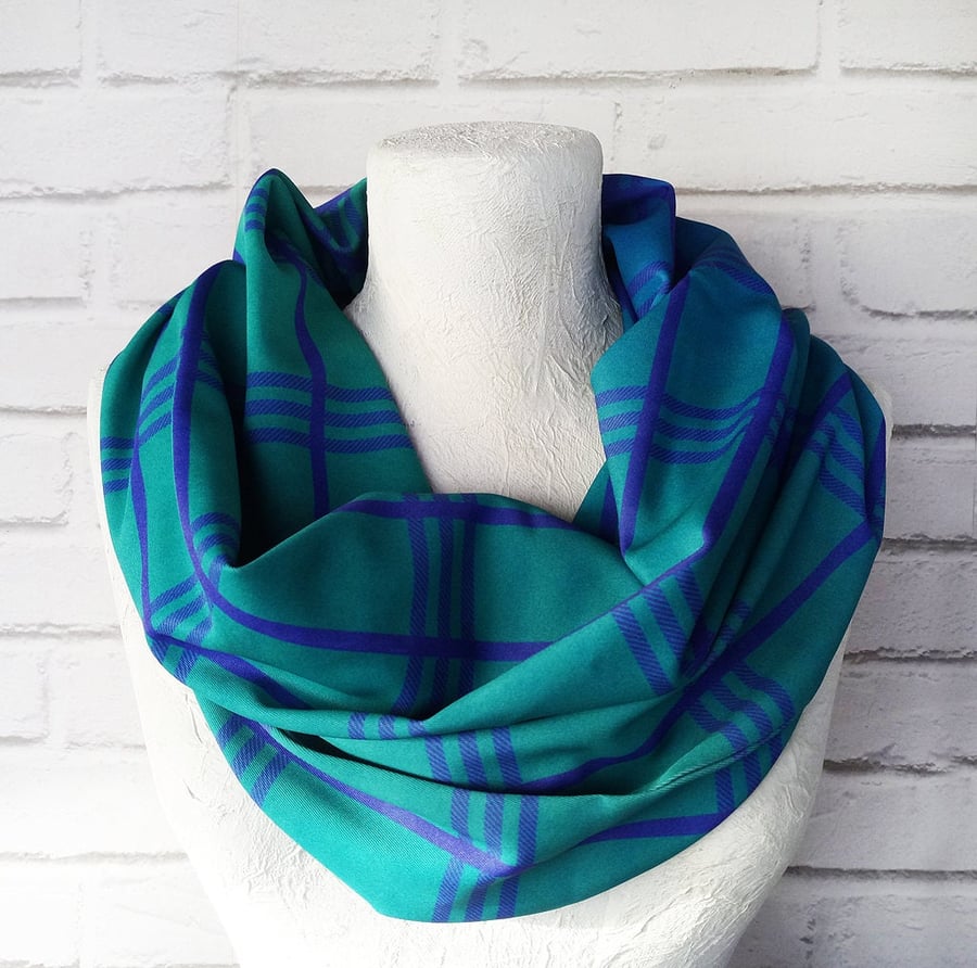 Blue-green-designers modern infinity scarf pale print polyester shawl -neck wrap