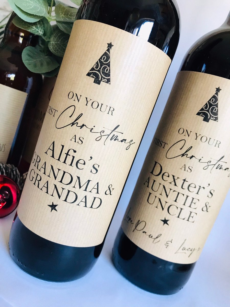 First christmas as grandparents wine label, gift for new auntie and uncle, gift 