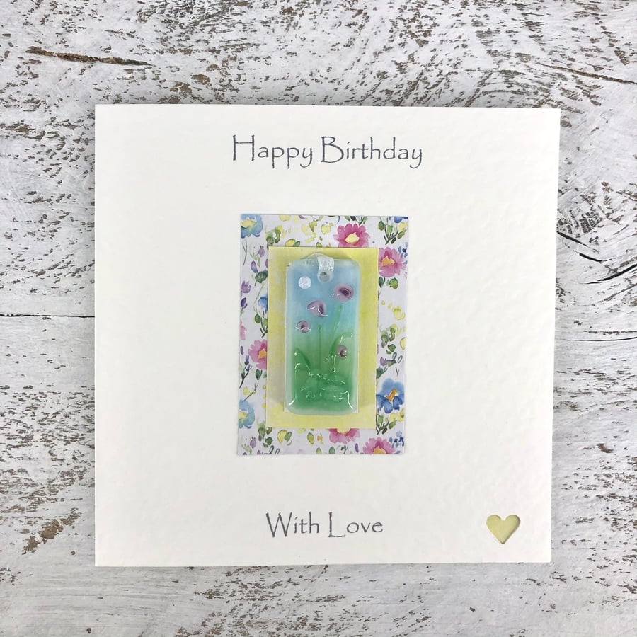 Birthday Card with Detachable Glass Bookmark or Light Catcher