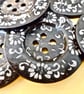 6cm Raised Edge  Dark Brown Patterned Large Wood  Buttons DAISY pattern - Image 1