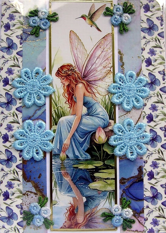 Fairy - Hand Crafted Decoupage Greeting Card - Blank - 3327