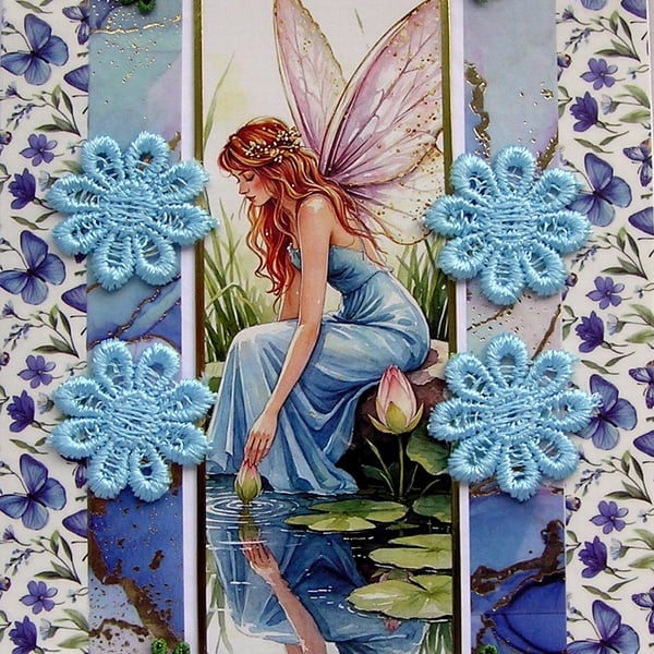 Fairy - Hand Crafted Decoupage Greeting Card - Blank - 3327
