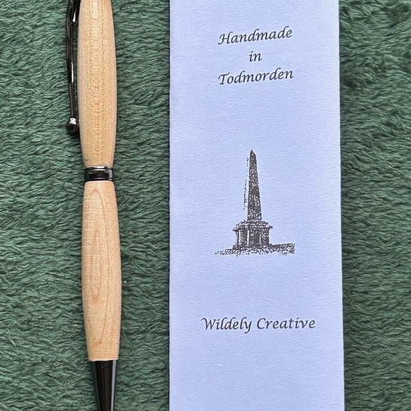 Hand-turned Hardwood Pen - Maple with Gunmetal trim