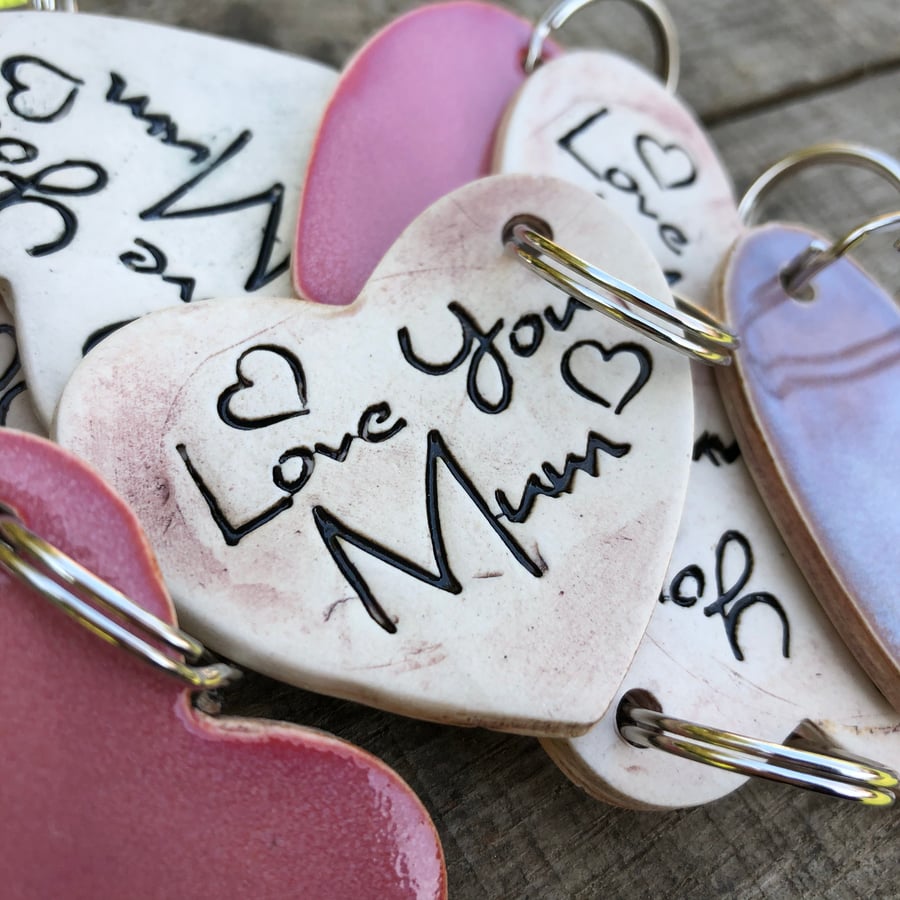 Love You Mum Heart Keyring