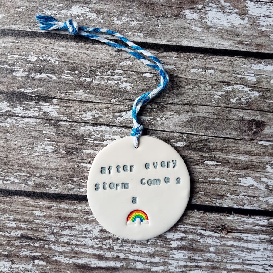 After every Storm Rainbow hanging decoration, Hand painted, Handmade