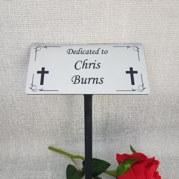 Grave cross memorial plaque Engraved Memorial Stake Grave tree Marker Cremation 