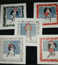 Quirky art, set of 5 hand illustrated cute spaniel set of five christmas cards