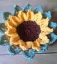 Set of 4 Crochet Sunflower Coasters and Basket  - Image 1
