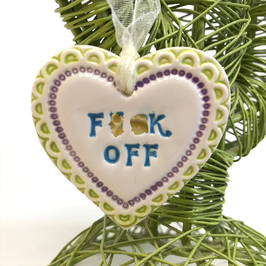 Small Ceramic heart decoration Swear words 