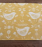 Yellow Ochre Placemat. Bird, Floral Scandi Style. Free Delivery - Image 3