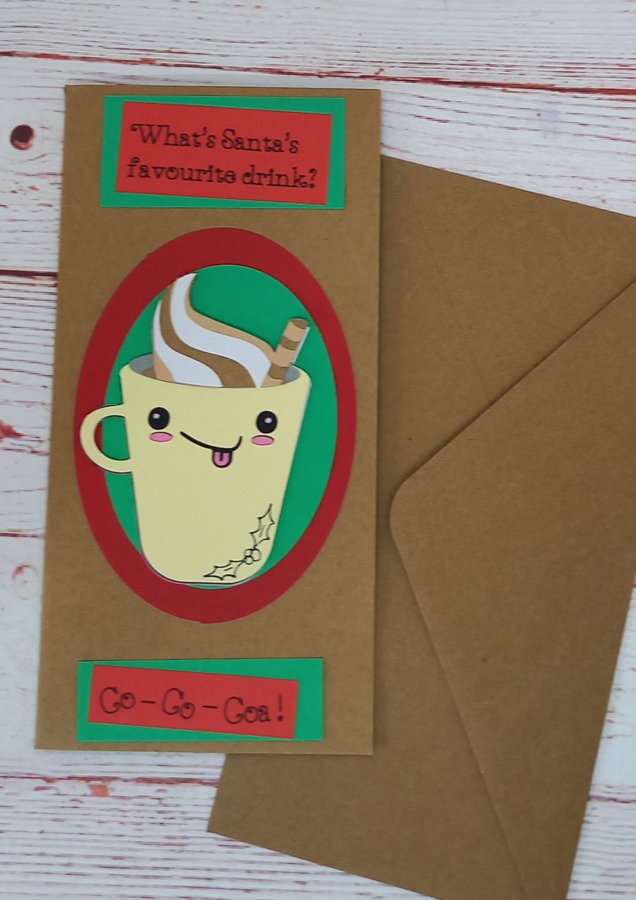 Joke Christmas Card, Cocoa, Funny Handmade Card
