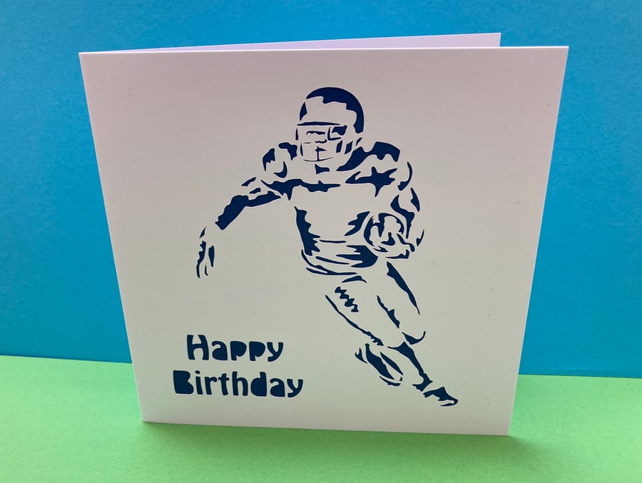 American Football Card - Football Player - Greeting Card - Paper Cut, Papercut