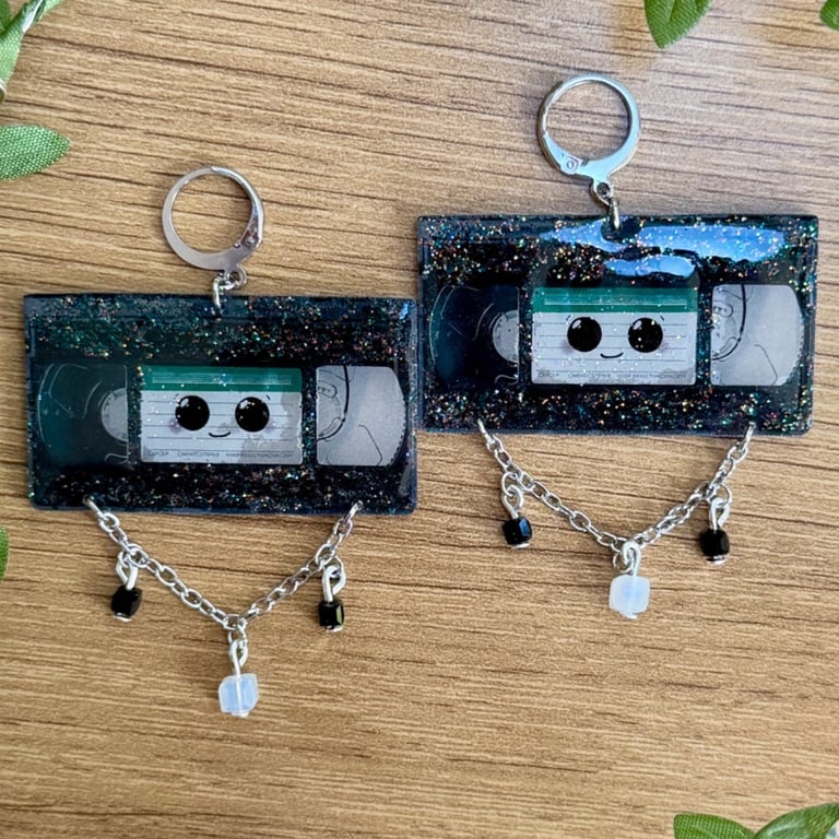Retro VHS Tape Earrings - Cute 90s Nostalgia Huggie Hoops