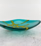 Large Glass Dish in Teal Green with Seaweed Motif - Image 1