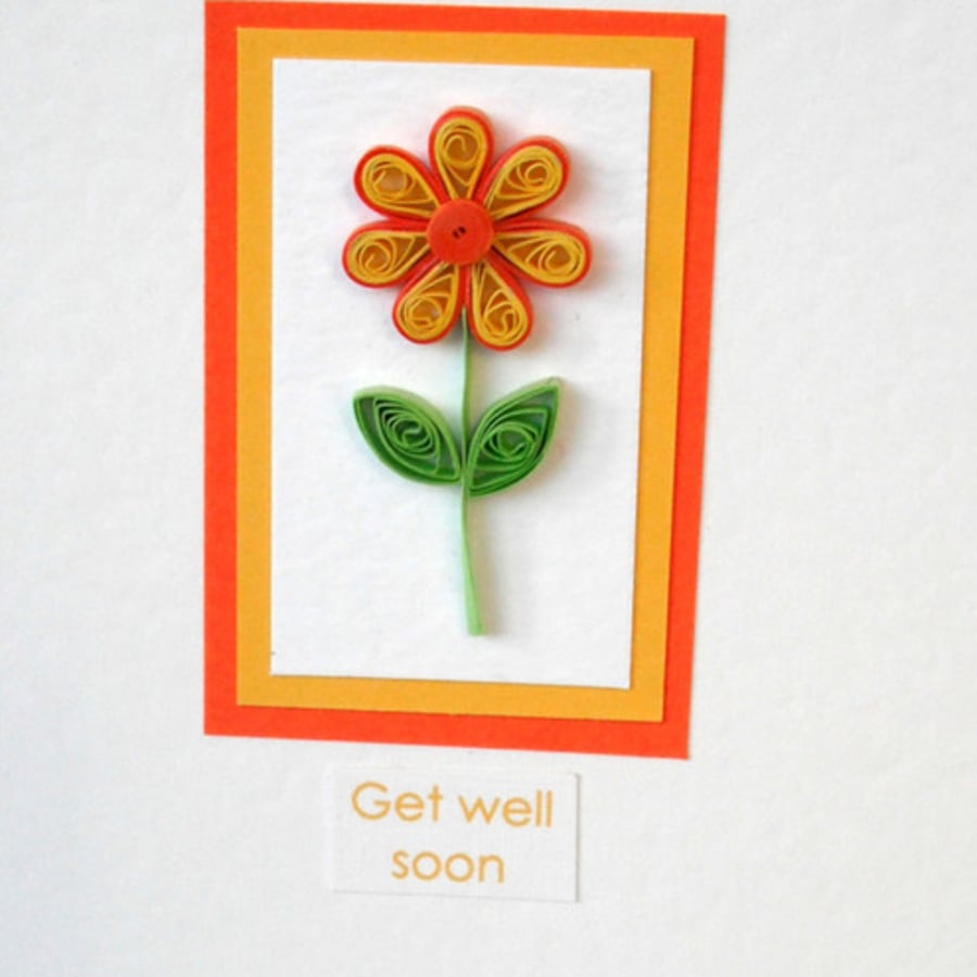 Get well card, paper quilling daisy