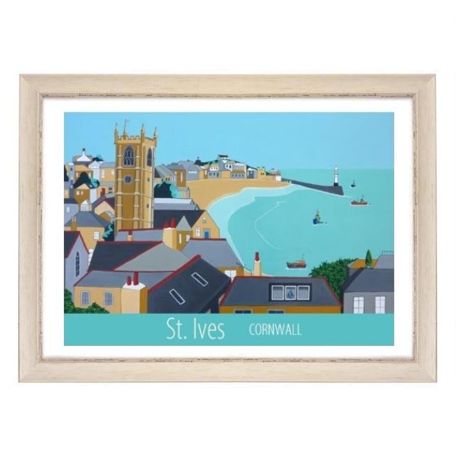 St Ives Cornwall travel poster print by Susie West