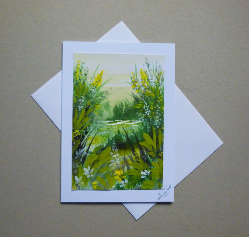 hand painted watercolour landscape greetings card ( ref FA 309 F1 )