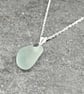 Sterling Silver Pale Aqua Sea Glass Necklace – Genuine Sea Glass Pendant