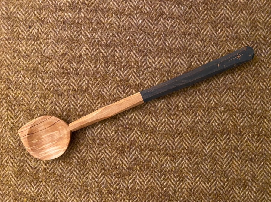 Spalted Birch Wood Cooking Spoon- with Christmas Star Motif