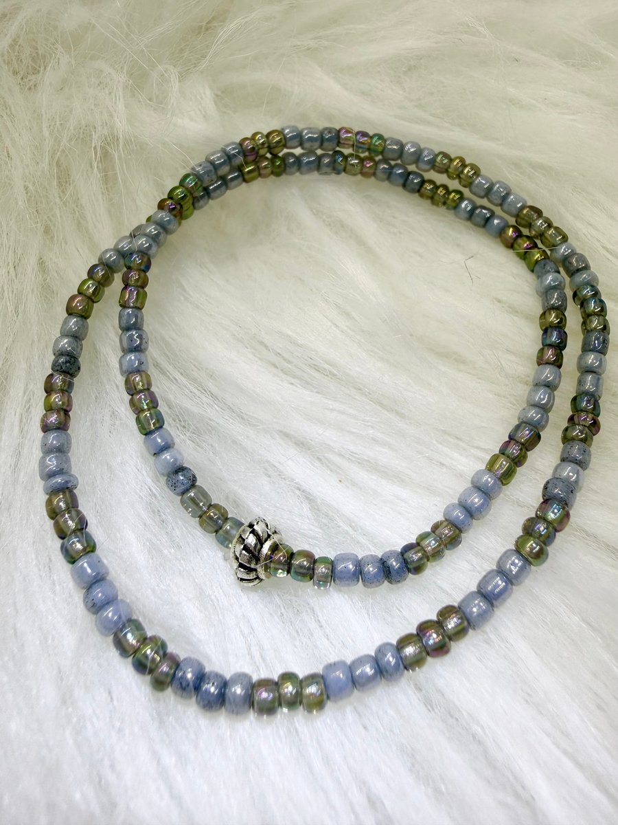 Glass bead double twist bracelet