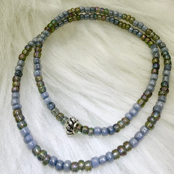 Glass bead double twist bracelet