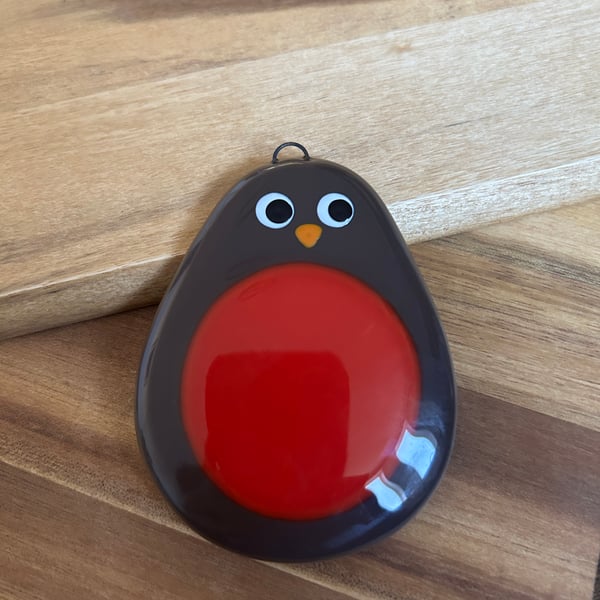 Fused Glass Robin Christmas Decoration