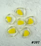 6 x yellow art glass cabochons, for jewellery making, crafting (207)
