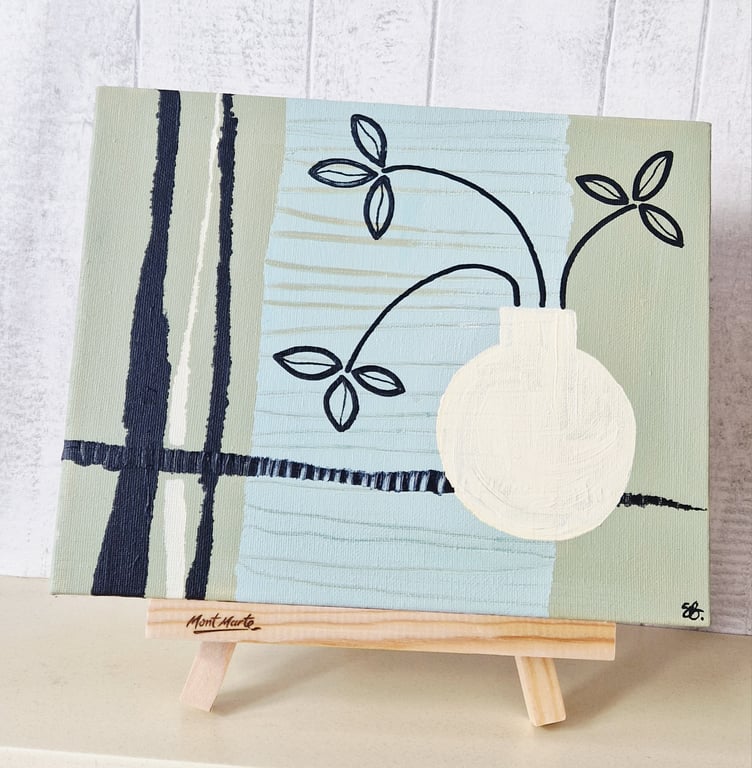 Original painting on canvas "Sage  with pot"