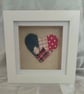 Blue and Pink Patchwork Heart in a White Box Frame