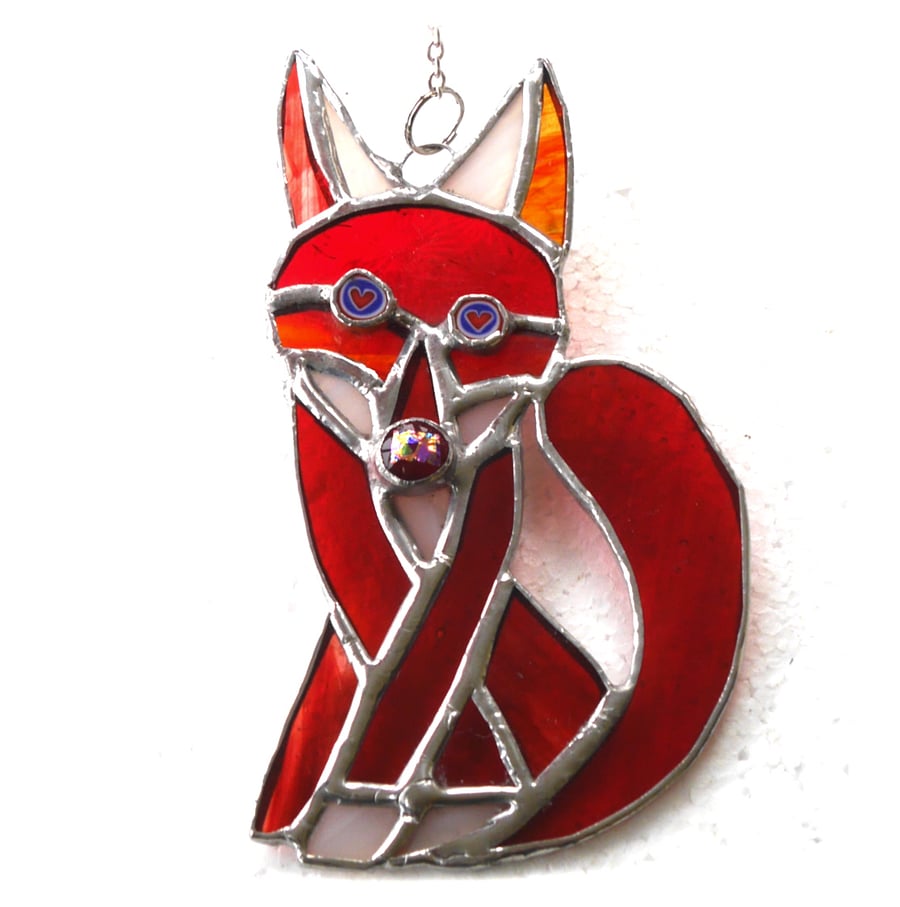Fox Suncatcher Stained Glass Funky Red