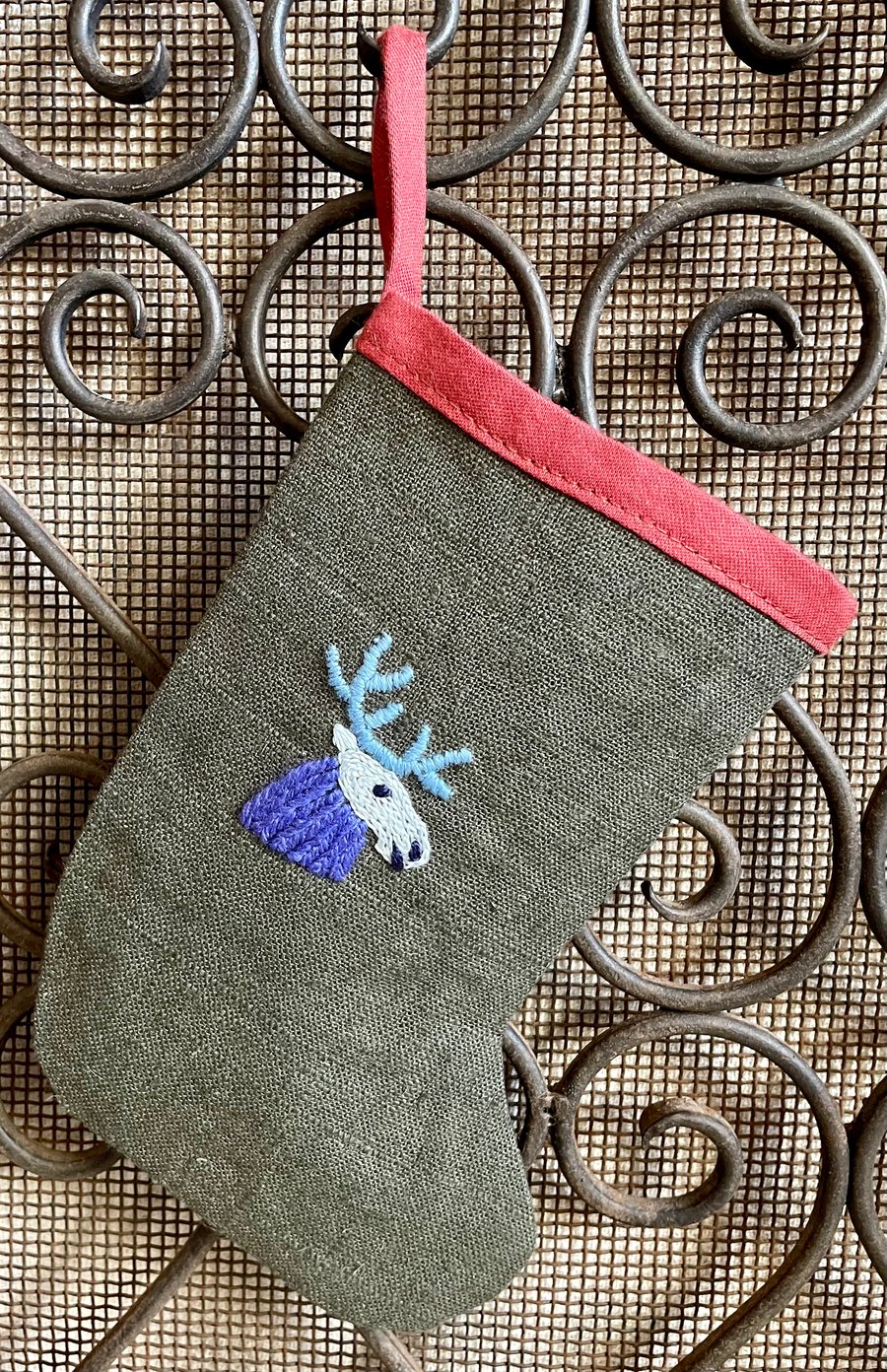 Hand Embroidered Christmas Stocking