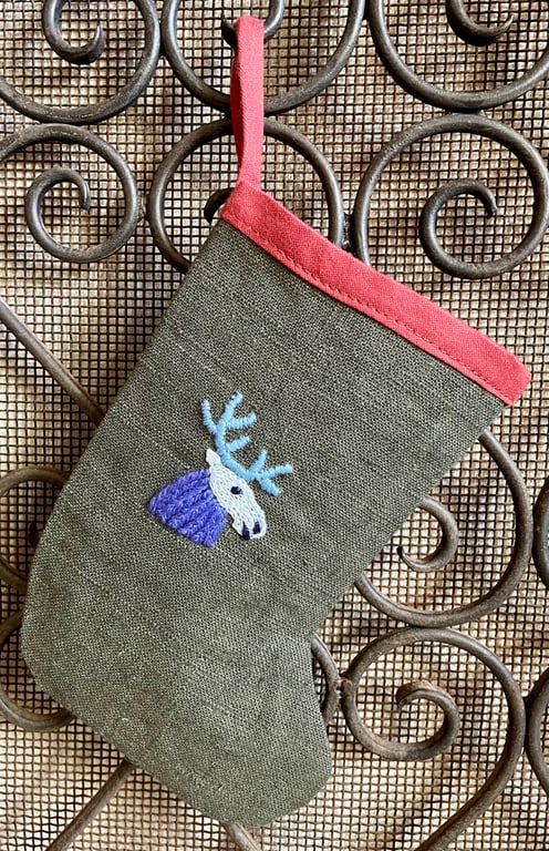 Hand Embroidered Christmas Stocking