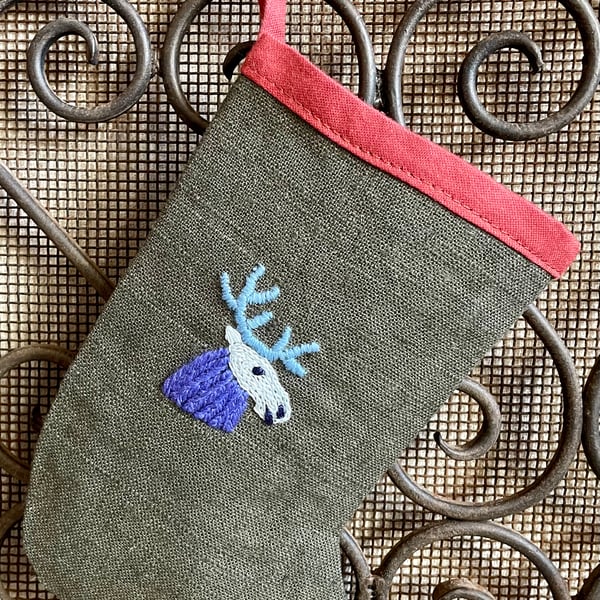 Hand Embroidered Christmas Stocking