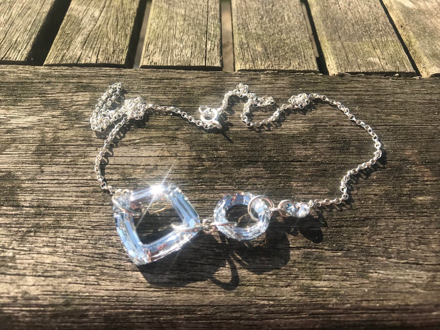 Sterling silver necklace with Swarovski crystal glass