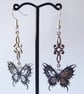 Enamelled Butterfly Snake Earrings & silver plated ear wires