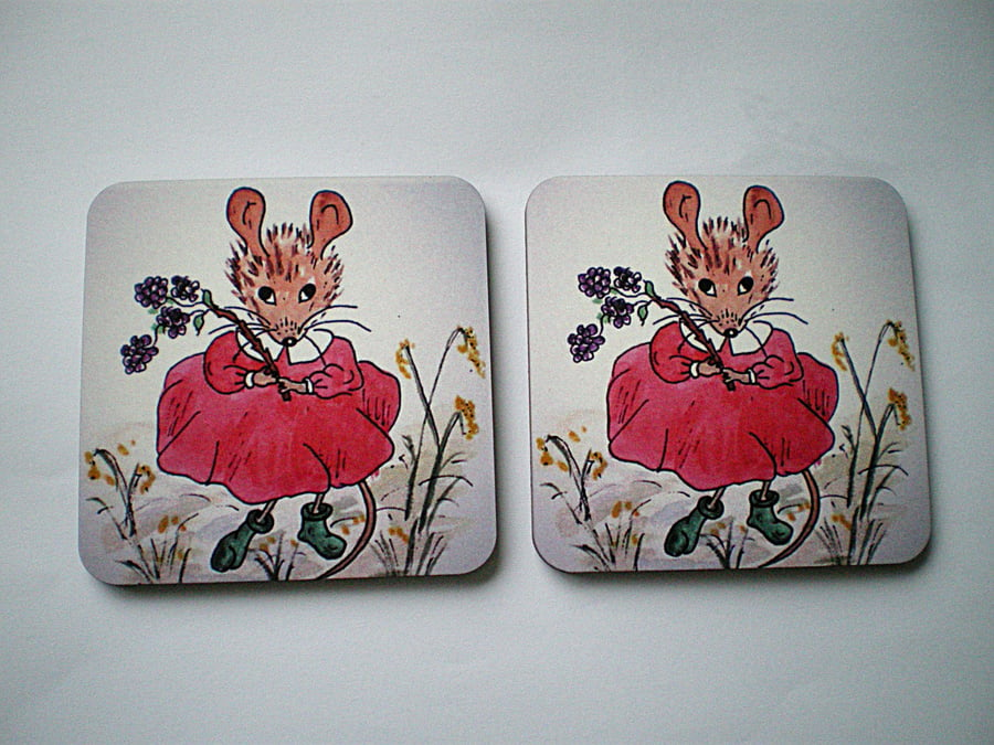  Mouse coasters, Wooden coasters,Home decor, Drinks coasters,Pair of  coasters,