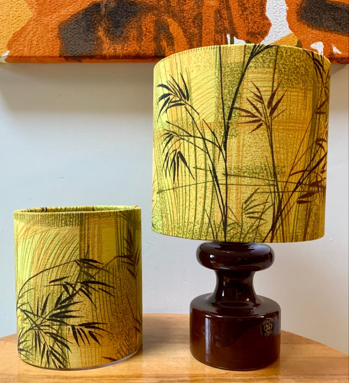 RETRO 50s 60s 70s TIKI Style Yellow Orange Lampshade Fabric Option 