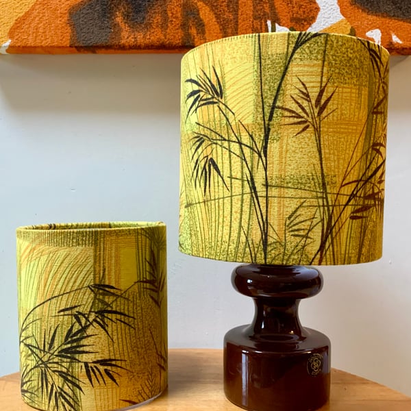 RETRO 50s 60s 70s TIKI Style Yellow Orange Lampshade Fabric Option 