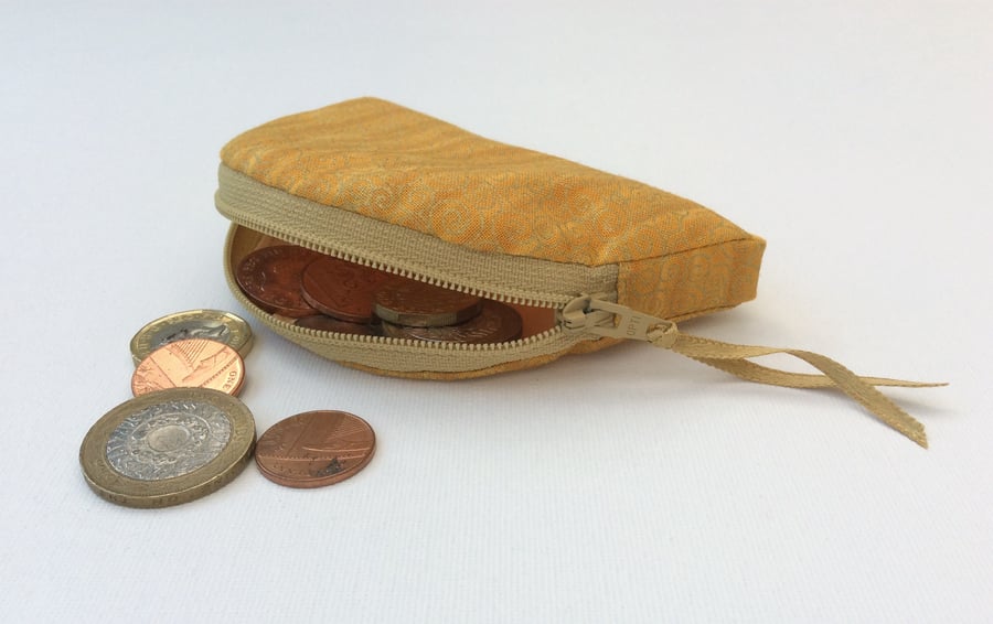 Zipped coin purse, Klimt inspired fabric